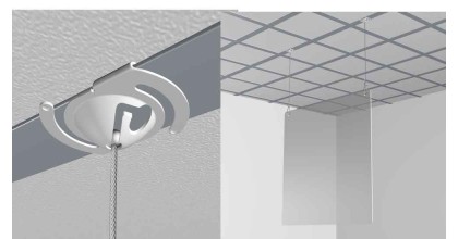 GeckoTeq Clip da soffitto in metallo bianco completa di cavo da 200cm